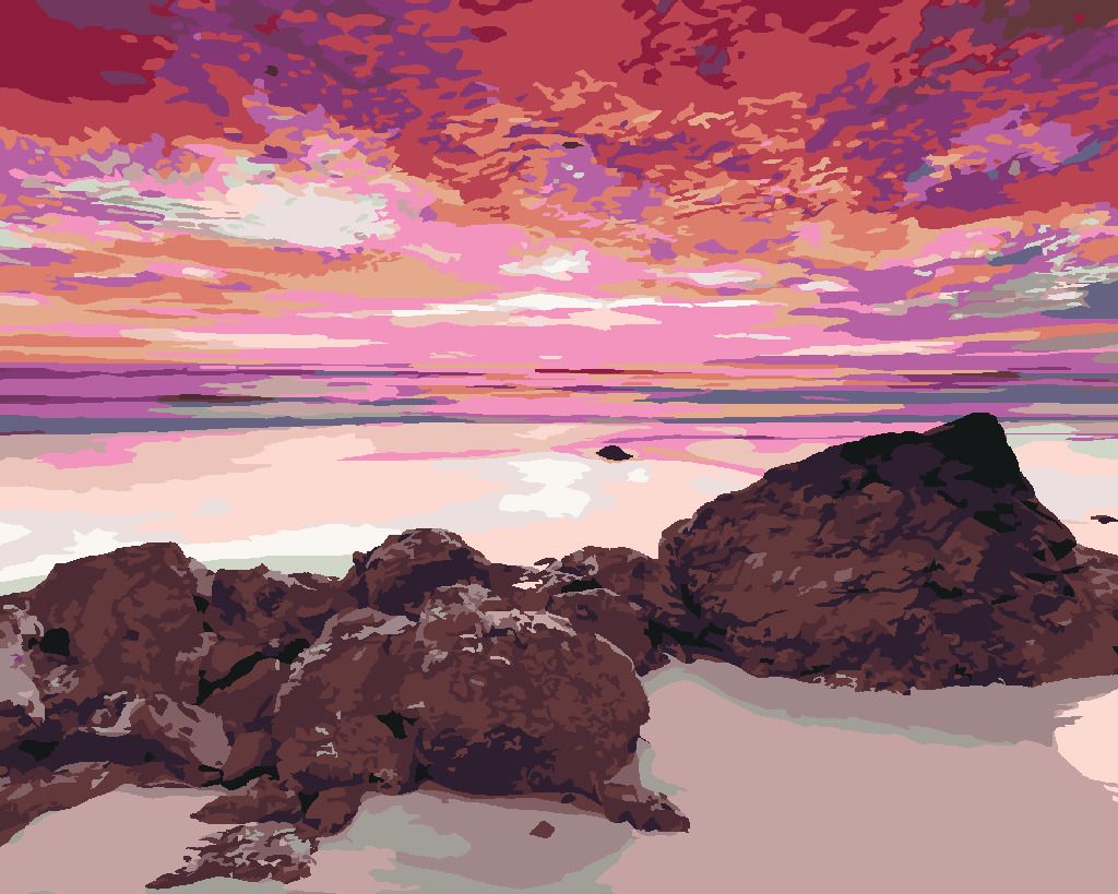 zuty Malování podle čísel - PŘÍMOŘSKÁ KRAJINA S ČERVÁNKY - Rozměr: 40x50 cm, Rámování: Varianta: bez rámu a bez vypnutí plátna - obrázek 6