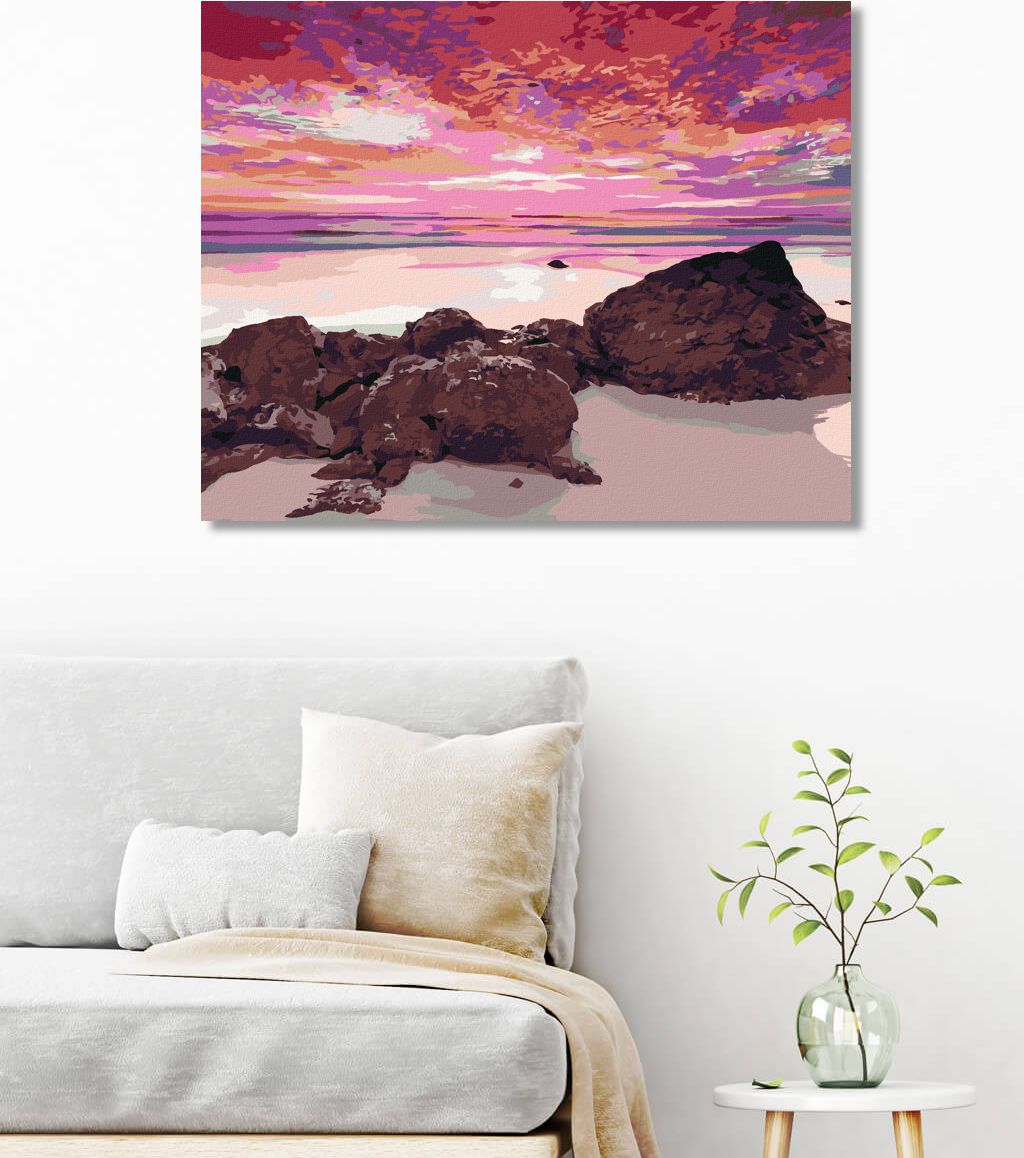 zuty Malování podle čísel - PŘÍMOŘSKÁ KRAJINA S ČERVÁNKY - Rozměr: 40x50 cm, Rámování: Varianta: bez rámu a bez vypnutí plátna - obrázek 9