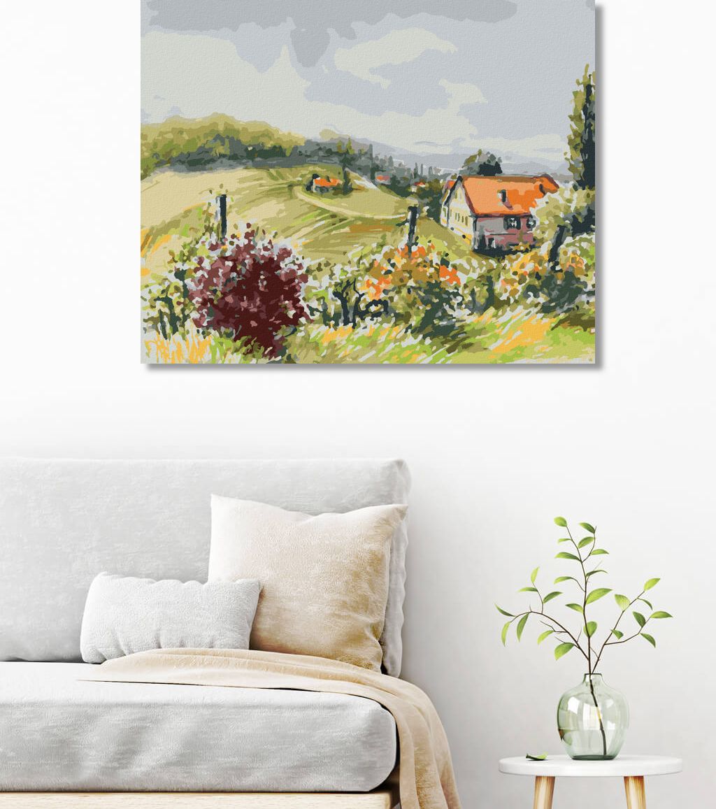 zuty Malování podle čísel - KRAJINA S VINICEMI - Rozměr: 40x50 cm, Rámování: Varianta: vypnuté plátno na rám - obrázek 3