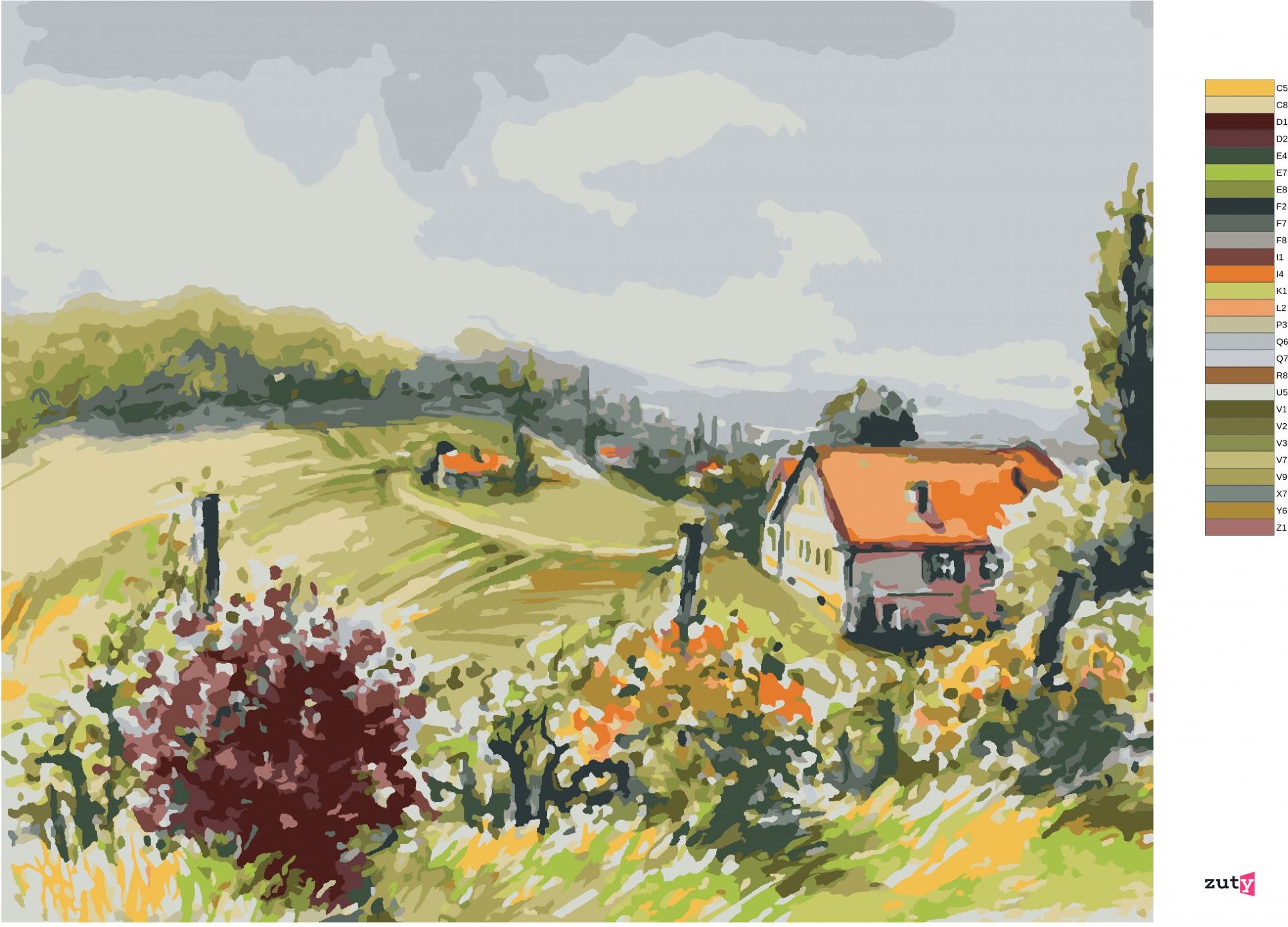 zuty Malování podle čísel - KRAJINA S VINICEMI - Rozměr: 40x50 cm, Rámování: Varianta: vypnuté plátno na rám - obrázek 8