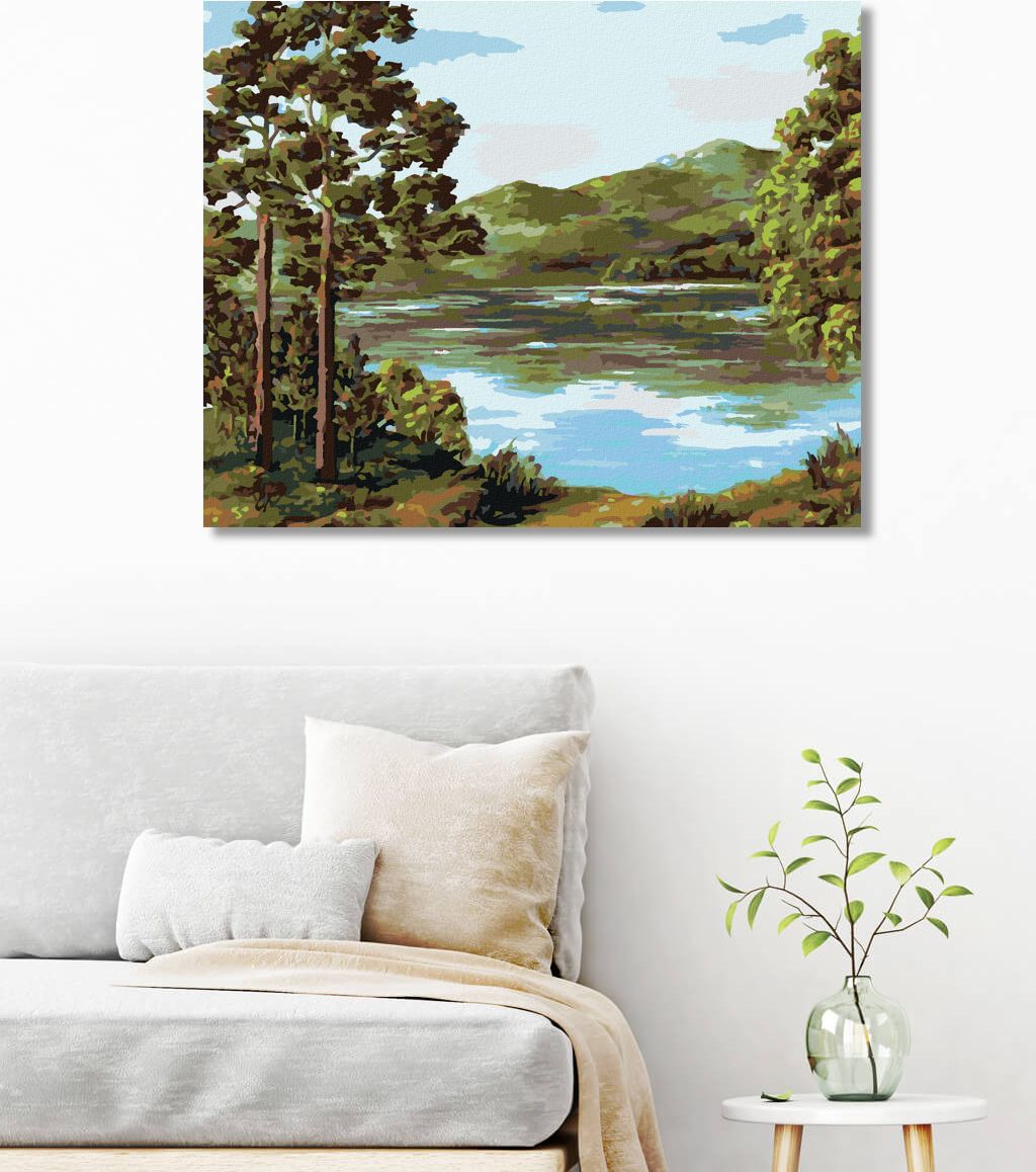 zuty Malování podle čísel - HORSKÉ JEZERO - Rozměr: 40x50 cm, Rámování: Varianta: bez rámu a bez vypnutí plátna - obrázek 2