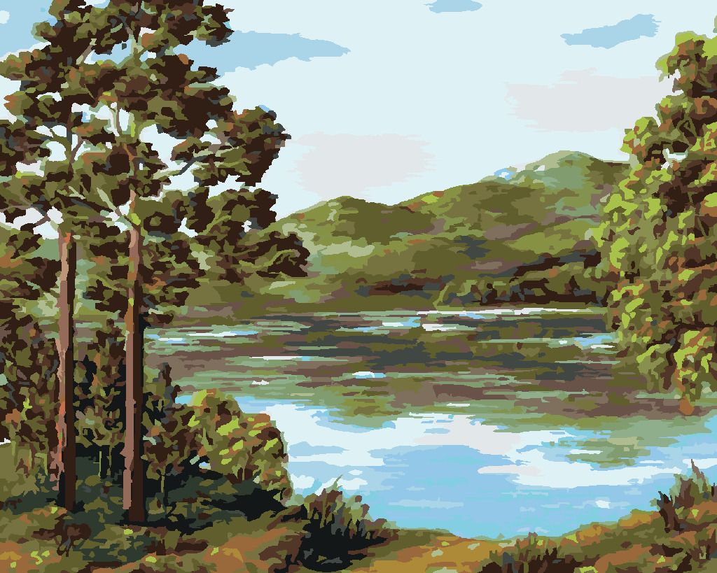 zuty Malování podle čísel - HORSKÉ JEZERO - Rozměr: 40x50 cm, Rámování: Varianta: bez rámu a bez vypnutí plátna - obrázek 4