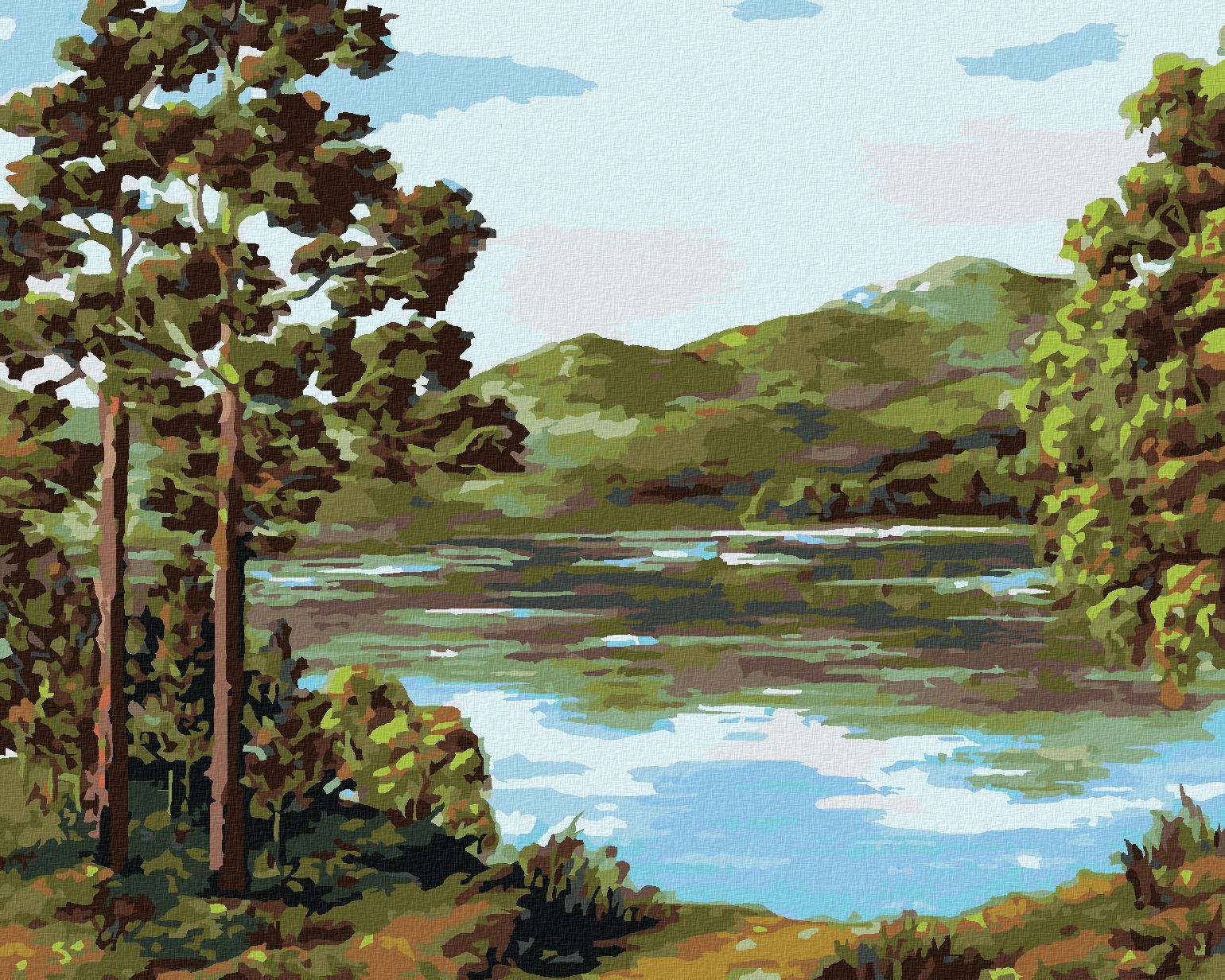 zuty Malování podle čísel - HORSKÉ JEZERO - Rozměr: 40x50 cm, Rámování: Varianta: vypnuté plátno na rám - obrázek 1