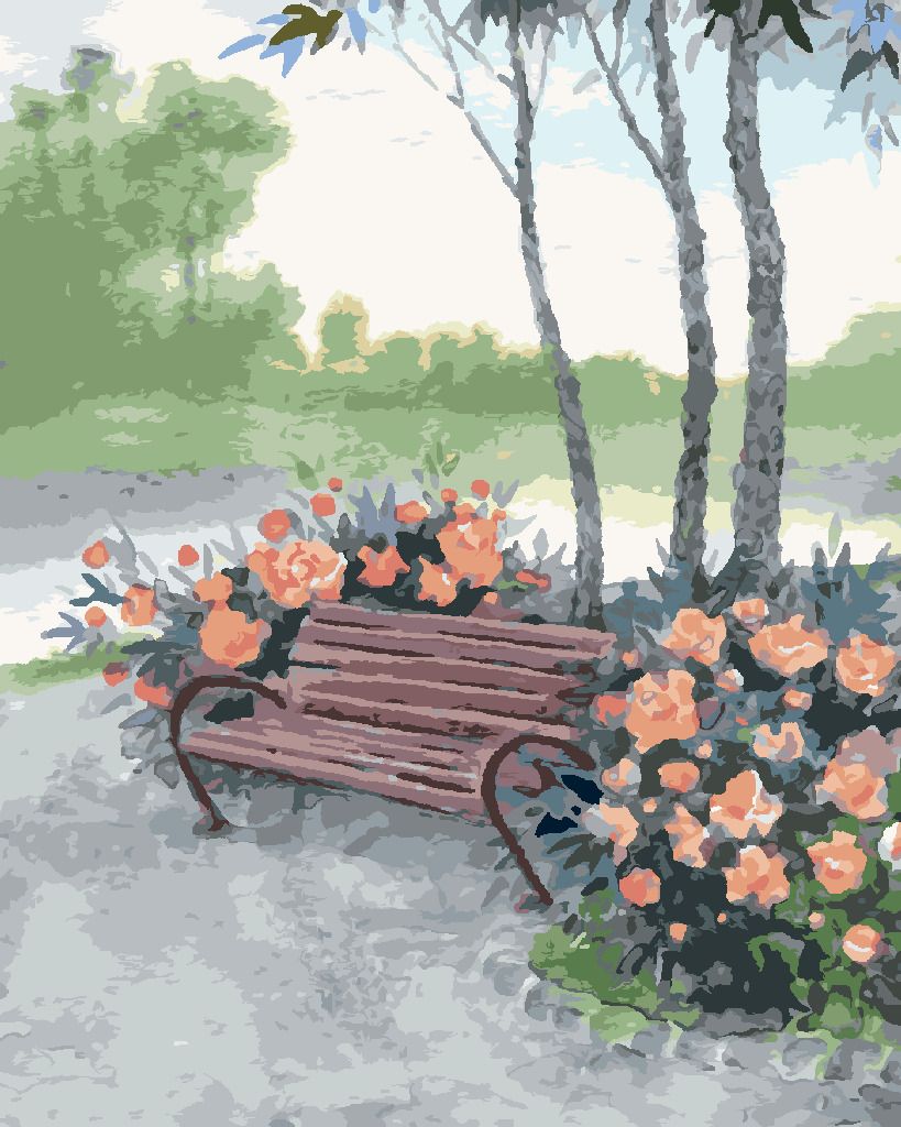 zuty Malování podle čísel - LAVIČKA V LESE U ŘEKY - Rozměr: 40x50 cm, Rámování: Varianta: vypnuté plátno na rám - obrázek 6