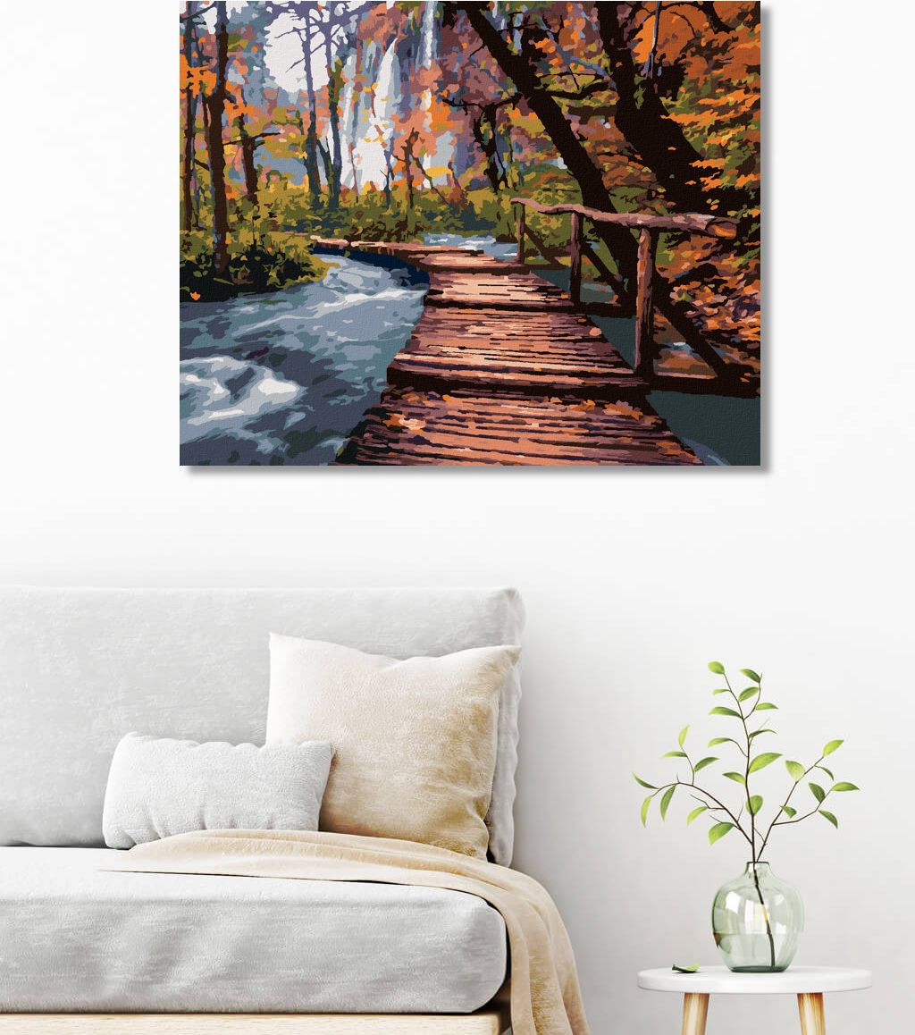 zuty Malování podle čísel - DŘEVĚNÁ PROMENÁDA V PARKU - Rozměr: 40x50 cm, Rámování: Varianta: bez rámu a bez vypnutí plátna - obrázek 2
