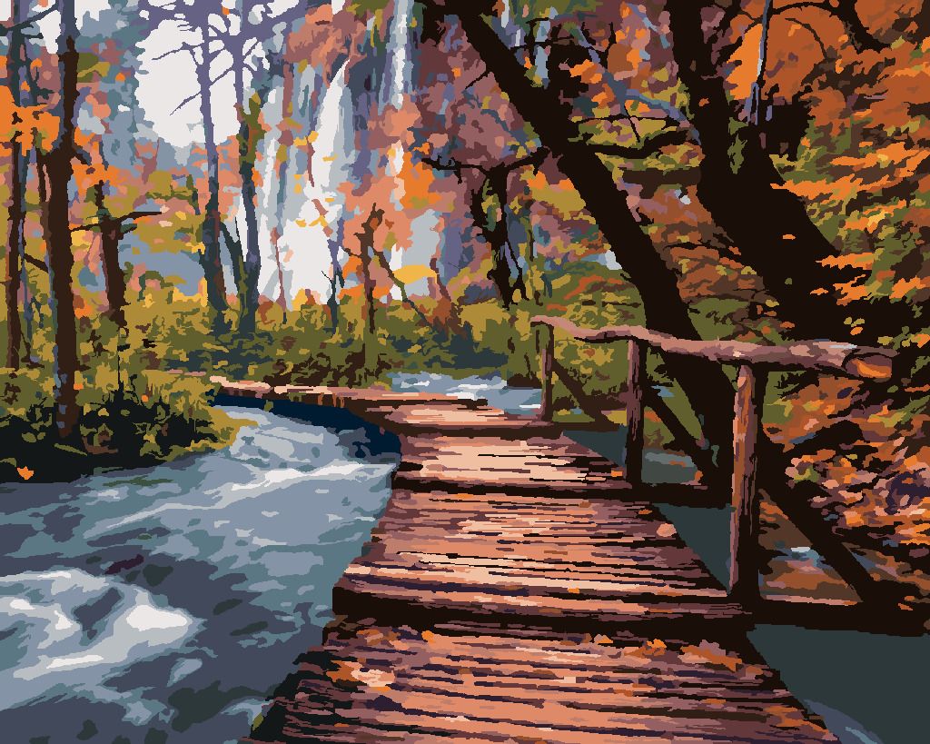 zuty Malování podle čísel - DŘEVĚNÁ PROMENÁDA V PARKU - Rozměr: 40x50 cm, Rámování: Varianta: bez rámu a bez vypnutí plátna - obrázek 8