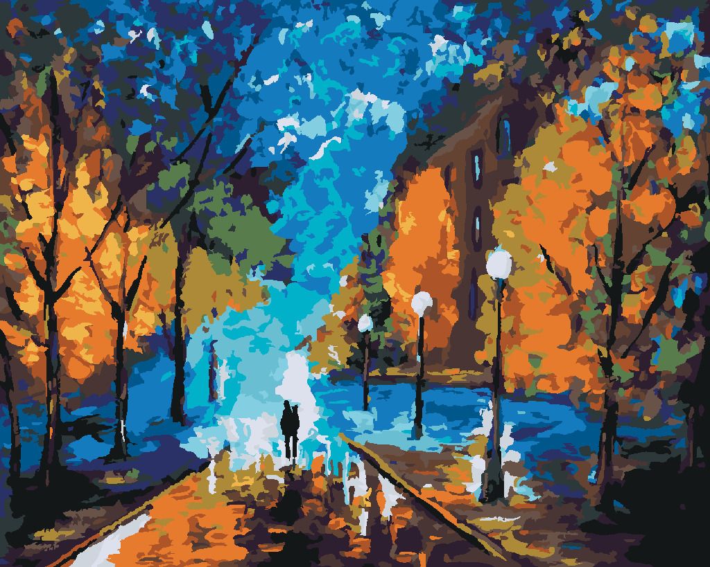 zuty Malování podle čísel - PROCHÁZKA POZDĚ V NOCI - Rozměr: 40x50 cm, Rámování: Varianta: vypnuté plátno na rám - obrázek 7