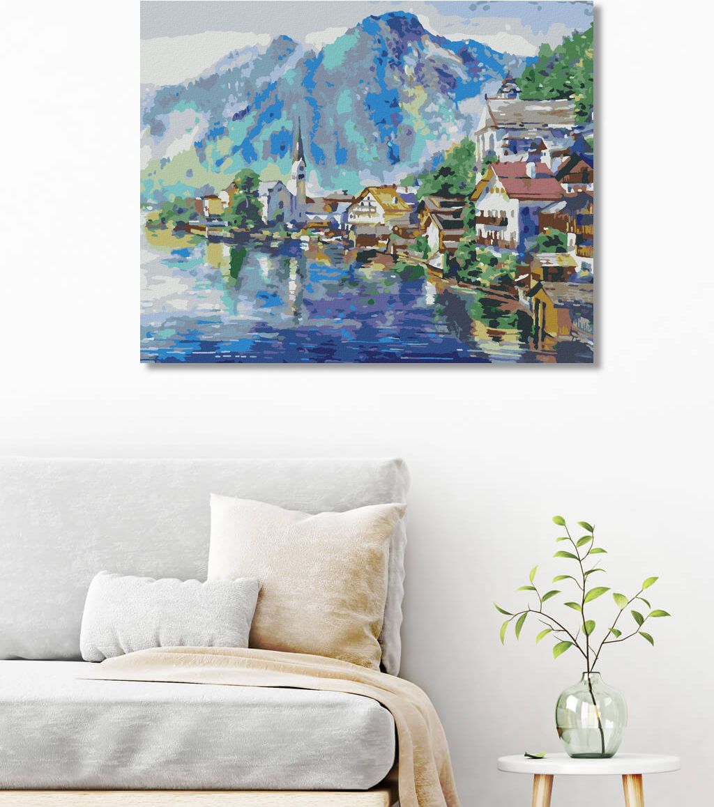 zuty Malování podle čísel - KRAJINA RAKOUSKÉ VESNICE - Rozměr: 40x50 cm, Rámování: Varianta: vypnuté plátno na rám - obrázek 6