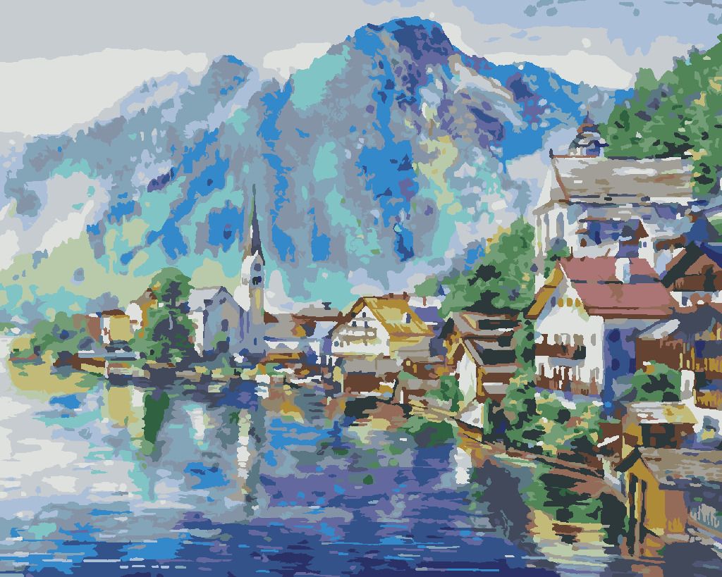 zuty Malování podle čísel - KRAJINA RAKOUSKÉ VESNICE - Rozměr: 40x50 cm, Rámování: Varianta: vypnuté plátno na rám - obrázek 10