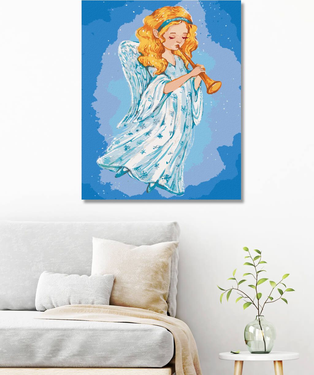 zuty Malování podle čísel - VÁNOČNI ANDĚL HRAJE NA TRUBKU - Rozměr: 40x50 cm, Rámování: Varianta: vypnuté plátno na rám - obrázek 10