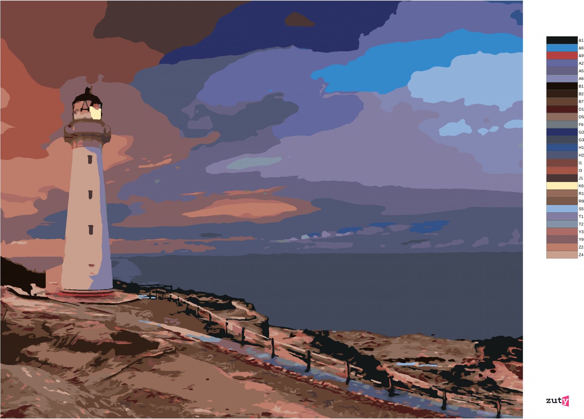zuty Malování podle čísel - BÍLÝ MAJÁK U MOŘE - Rozměr: 40x50 cm, Rámování: Varianta: bez rámu a bez vypnutí plátna - obrázek 6
