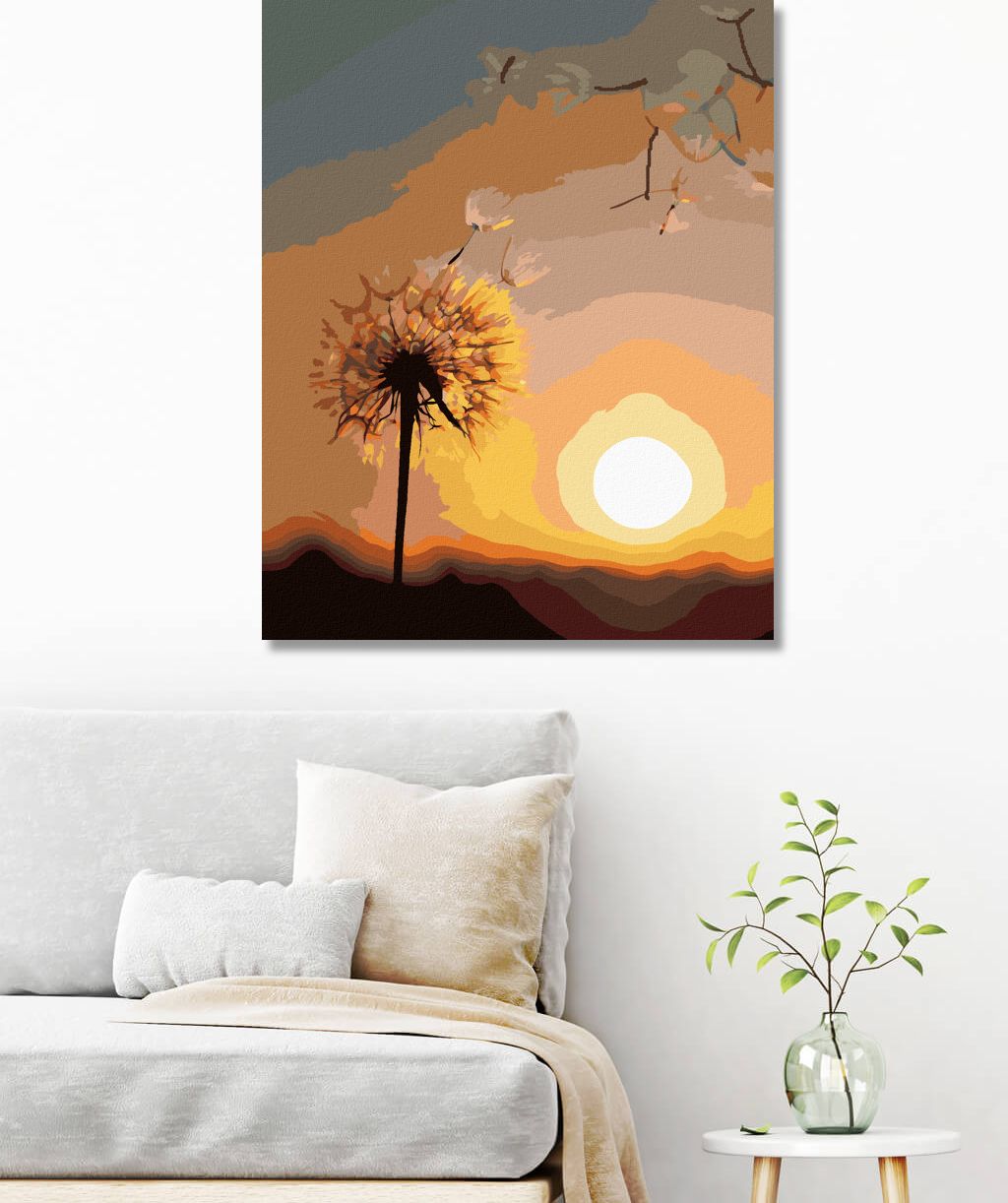 zuty Malování podle čísel - PAMPELIŠKA A ZAPADAJÍCÍ SLUNCE - Rozměr: 40x50 cm, Rámování: Varianta: vypnuté plátno na rám - obrázek 7