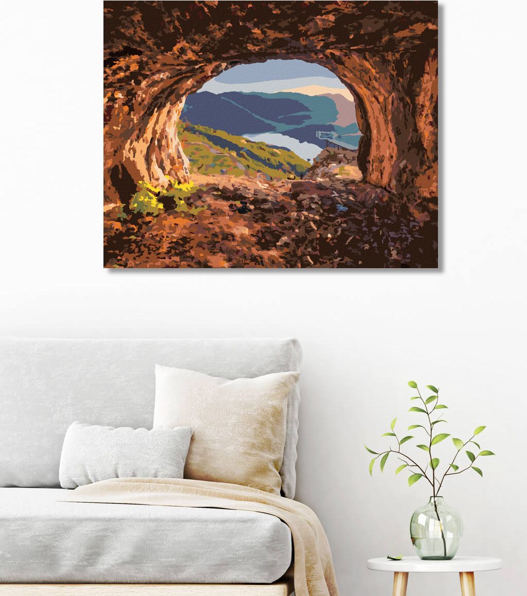 zuty Malování podle čísel - VÝHLED Z JESKYNĚ - Rozměr: 40x50 cm, Rámování: Varianta: bez rámu a bez vypnutí plátna - obrázek 3