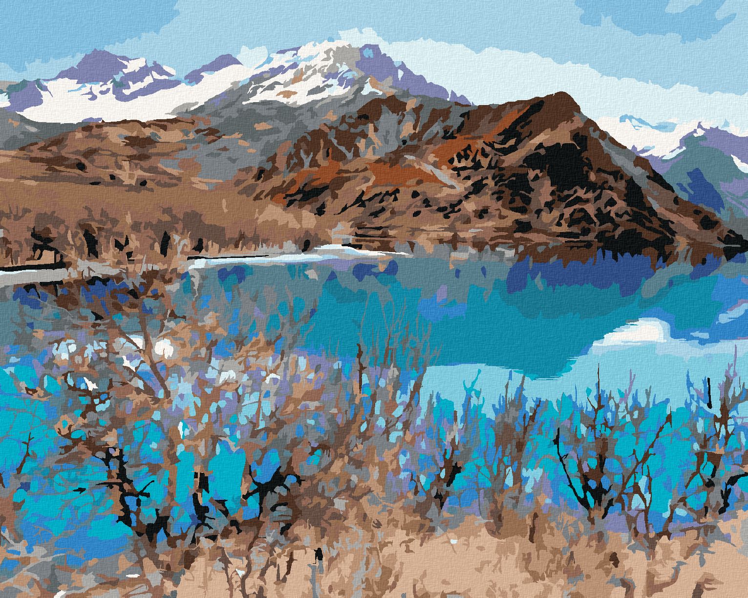 zuty Malování podle čísel - JEZERO ISKANDERKUL - Rozměr: 40x50 cm, Rámování: Varianta: bez rámu a bez vypnutí plátna - obrázek 1
