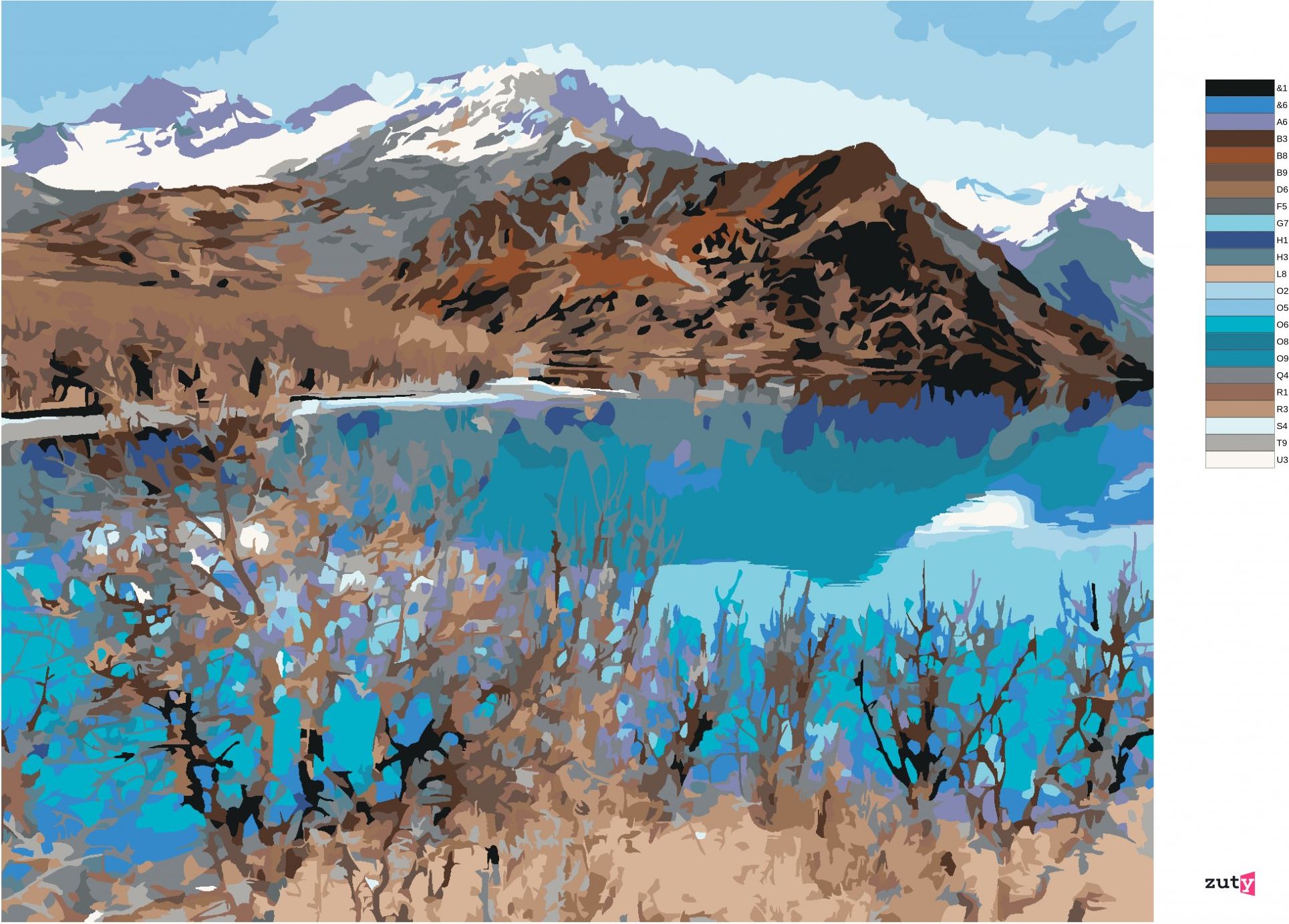 zuty Malování podle čísel - JEZERO ISKANDERKUL - Rozměr: 40x50 cm, Rámování: Varianta: bez rámu a bez vypnutí plátna - obrázek 9
