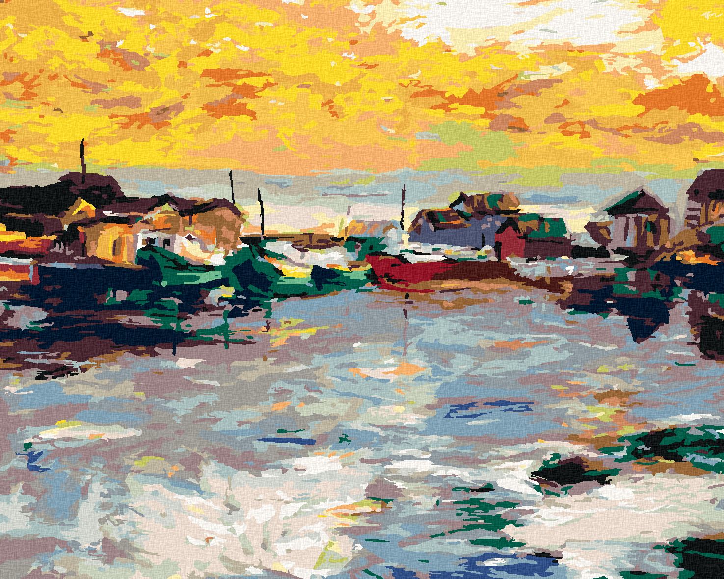 zuty Malování podle čísel - RYBÁŘSKÁ VESNIČKA - Rozměr: 40x50 cm, Rámování: Varianta: vypnuté plátno na rám - obrázek 1