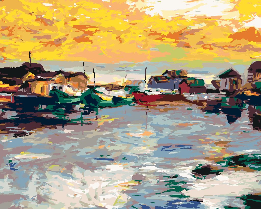 zuty Malování podle čísel - RYBÁŘSKÁ VESNIČKA - Rozměr: 40x50 cm, Rámování: Varianta: vypnuté plátno na rám - obrázek 6