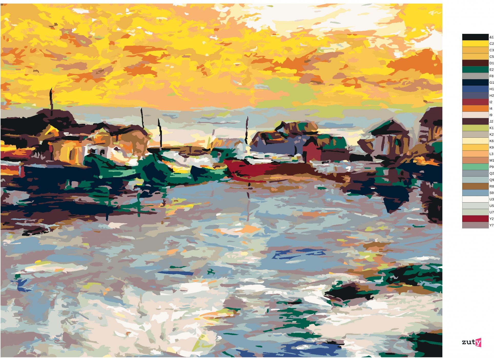 zuty Malování podle čísel - RYBÁŘSKÁ VESNIČKA - Rozměr: 40x50 cm, Rámování: Varianta: vypnuté plátno na rám - obrázek 7