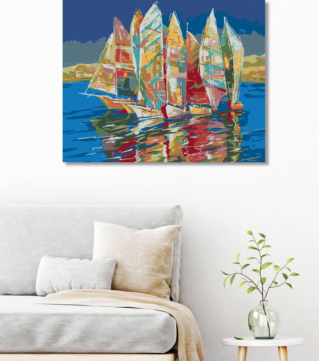 zuty Malování podle čísel - BAREVNÉ PLACHETNICE - Rozměr: 40x50 cm, Rámování: Varianta: bez rámu a bez vypnutí plátna - obrázek 7