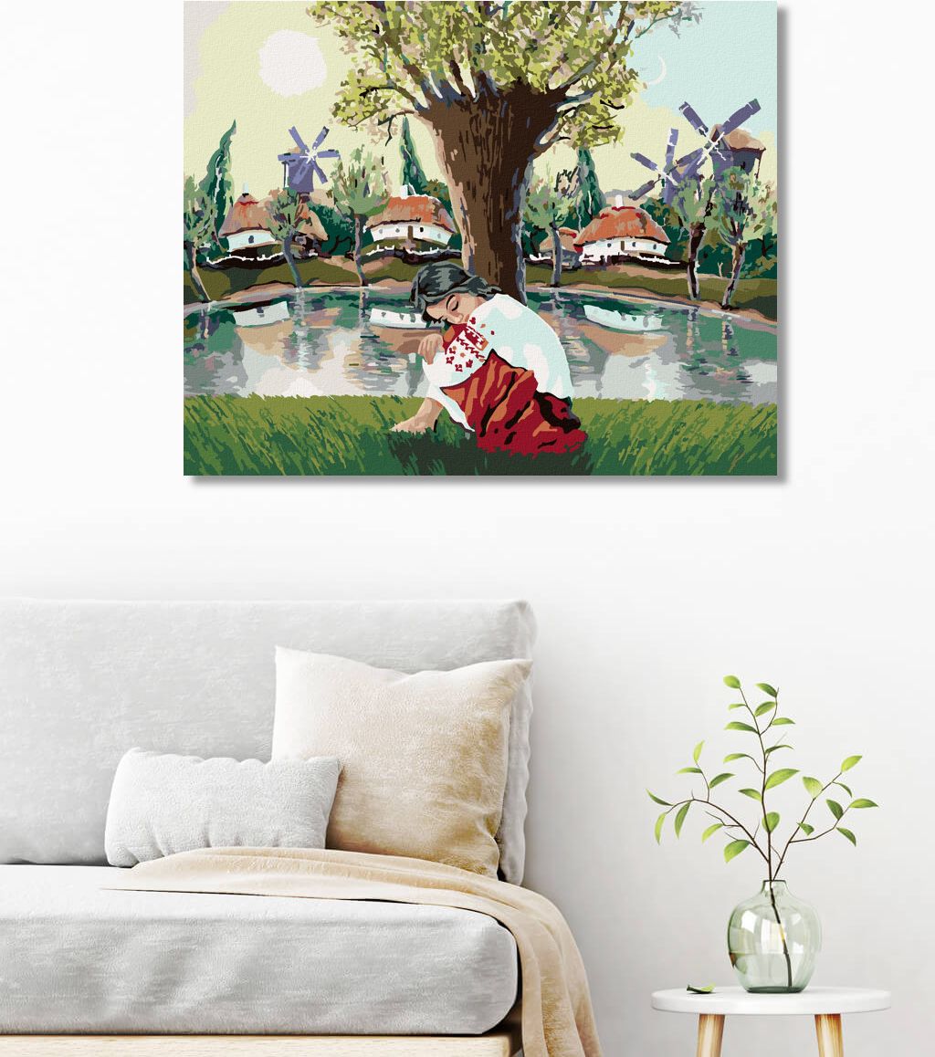 zuty Malování podle čísel - DÍVKA U JEZERA - Rozměr: 40x50 cm, Rámování: Varianta: vypnuté plátno na rám - obrázek 2