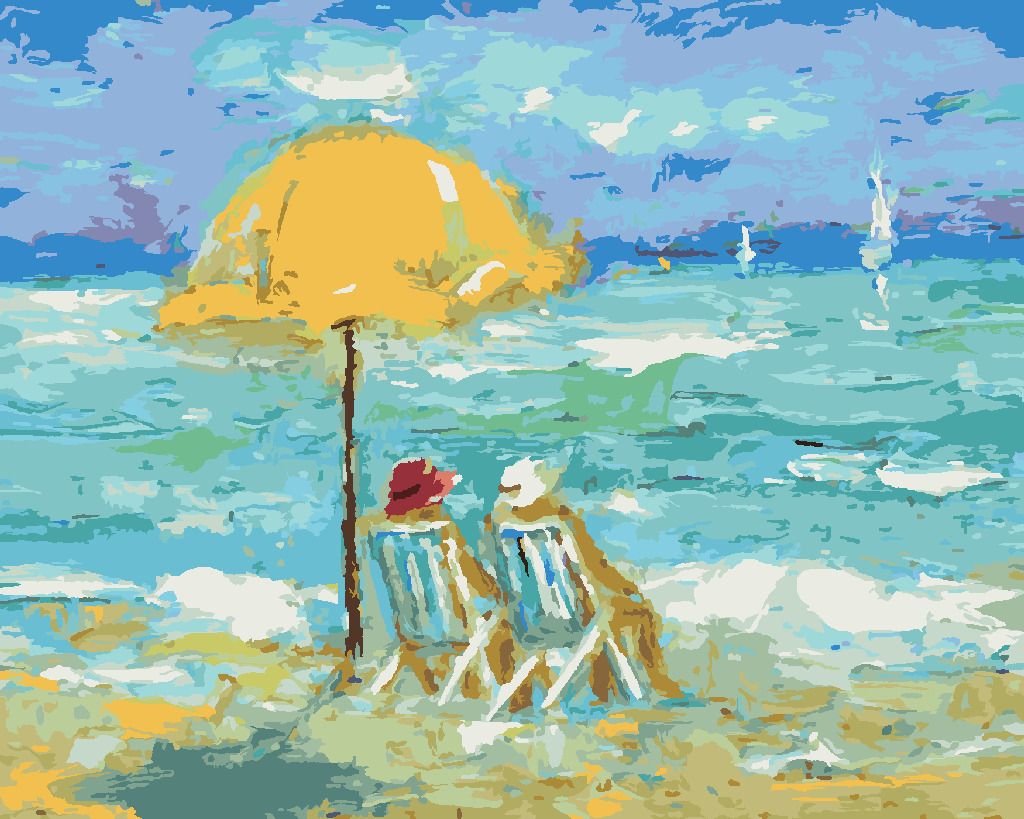 zuty Malování podle čísel - DOVOLENÁ NA PLÁŽI - Rozměr: 40x50 cm, Rámování: Varianta: vypnuté plátno na rám - obrázek 4