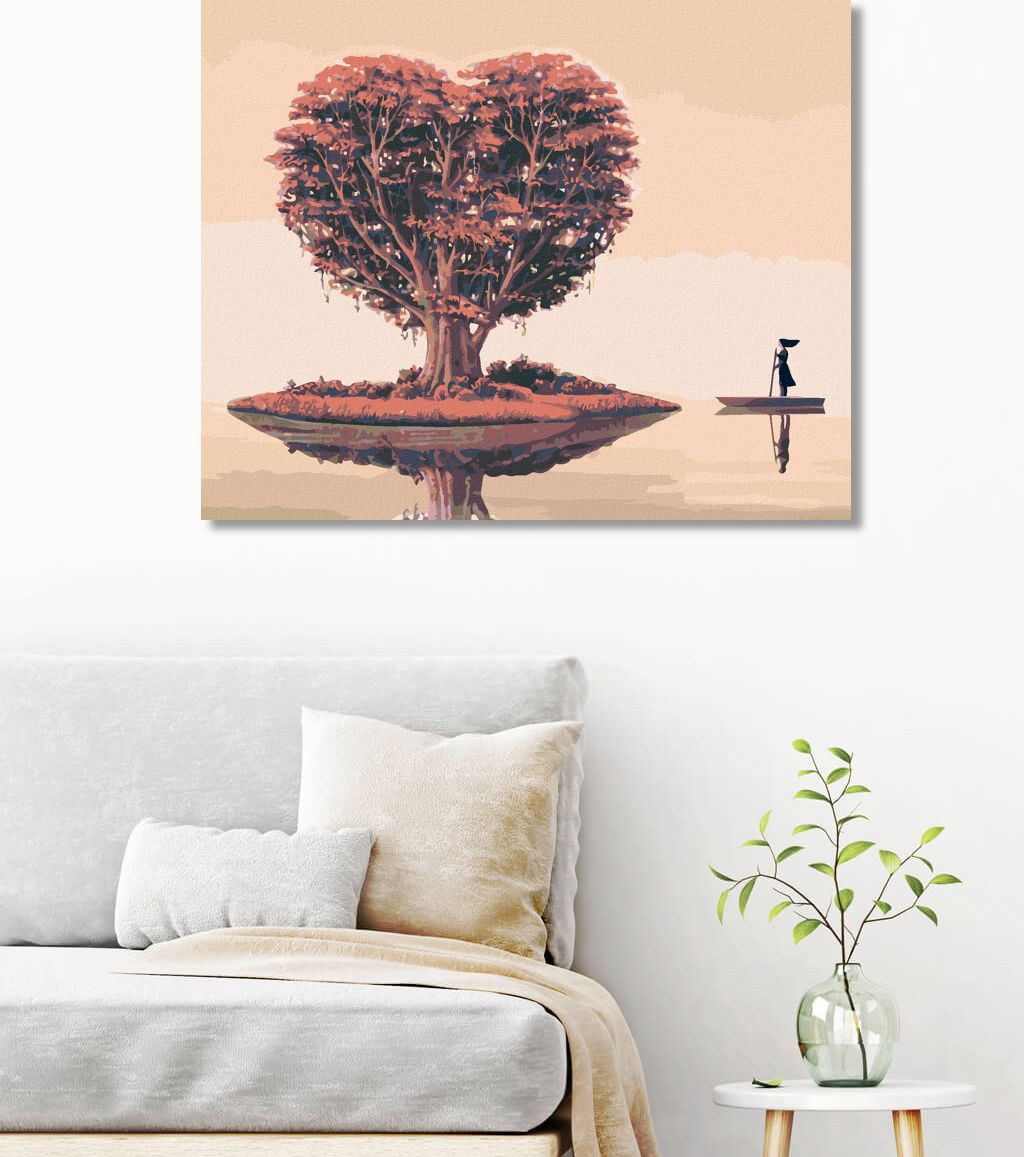zuty Malování podle čísel - STROM VE TVARU SRDCE NA OSTRŮVKU - Rozměr: 40x50 cm, Rámování: Varianta: vypnuté plátno na rám - obrázek 10