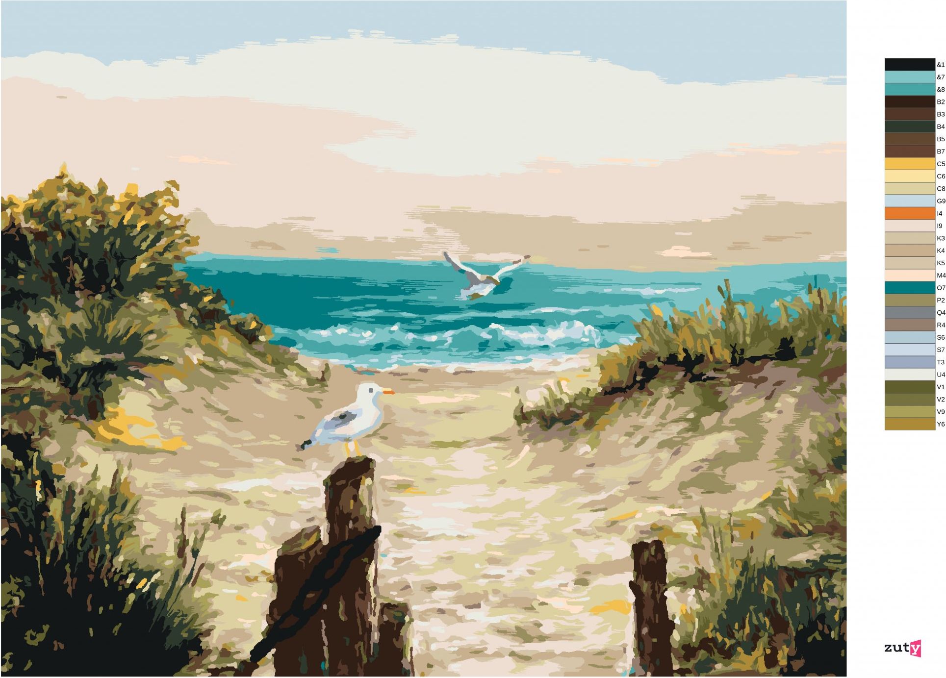 zuty Malování podle čísel - PLÁŽOVÉ DUNY S RACKY - Rozměr: 40x50 cm, Rámování: Varianta: bez rámu a bez vypnutí plátna - obrázek 10