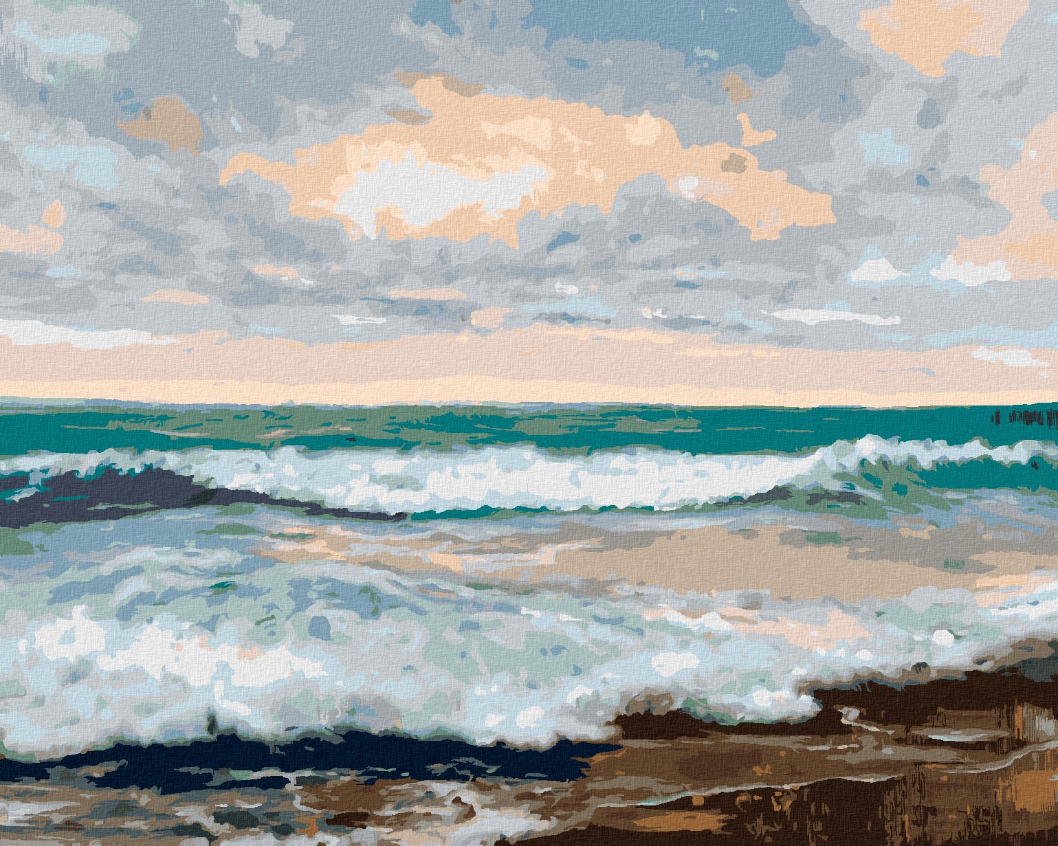 zuty Malování podle čísel - PLÁŽ S VELKÝMI VLNAMI - Rozměr: 40x50 cm, Rámování: Varianta: vypnuté plátno na rám - obrázek 1