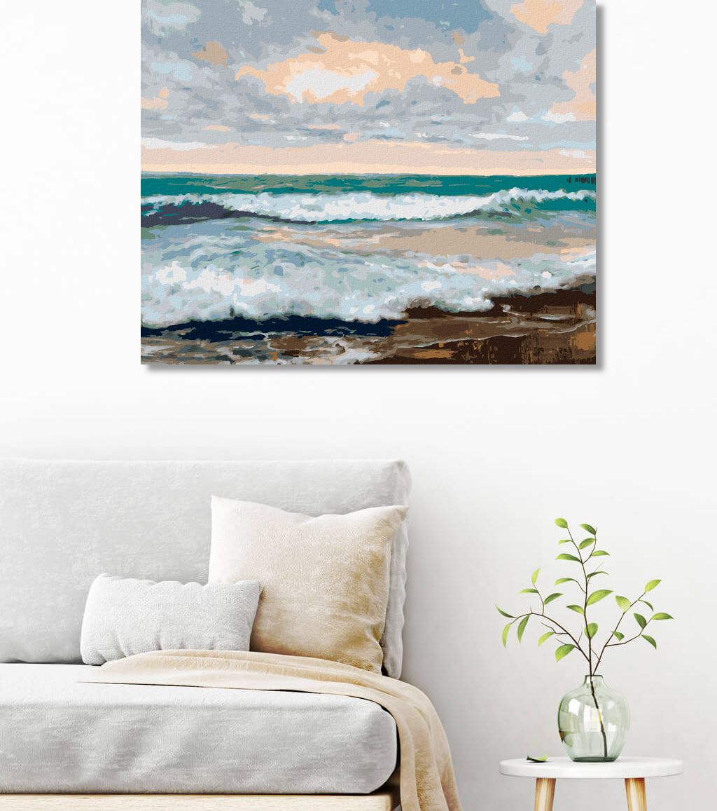 zuty Malování podle čísel - PLÁŽ S VELKÝMI VLNAMI - Rozměr: 40x50 cm, Rámování: Varianta: vypnuté plátno na rám - obrázek 4