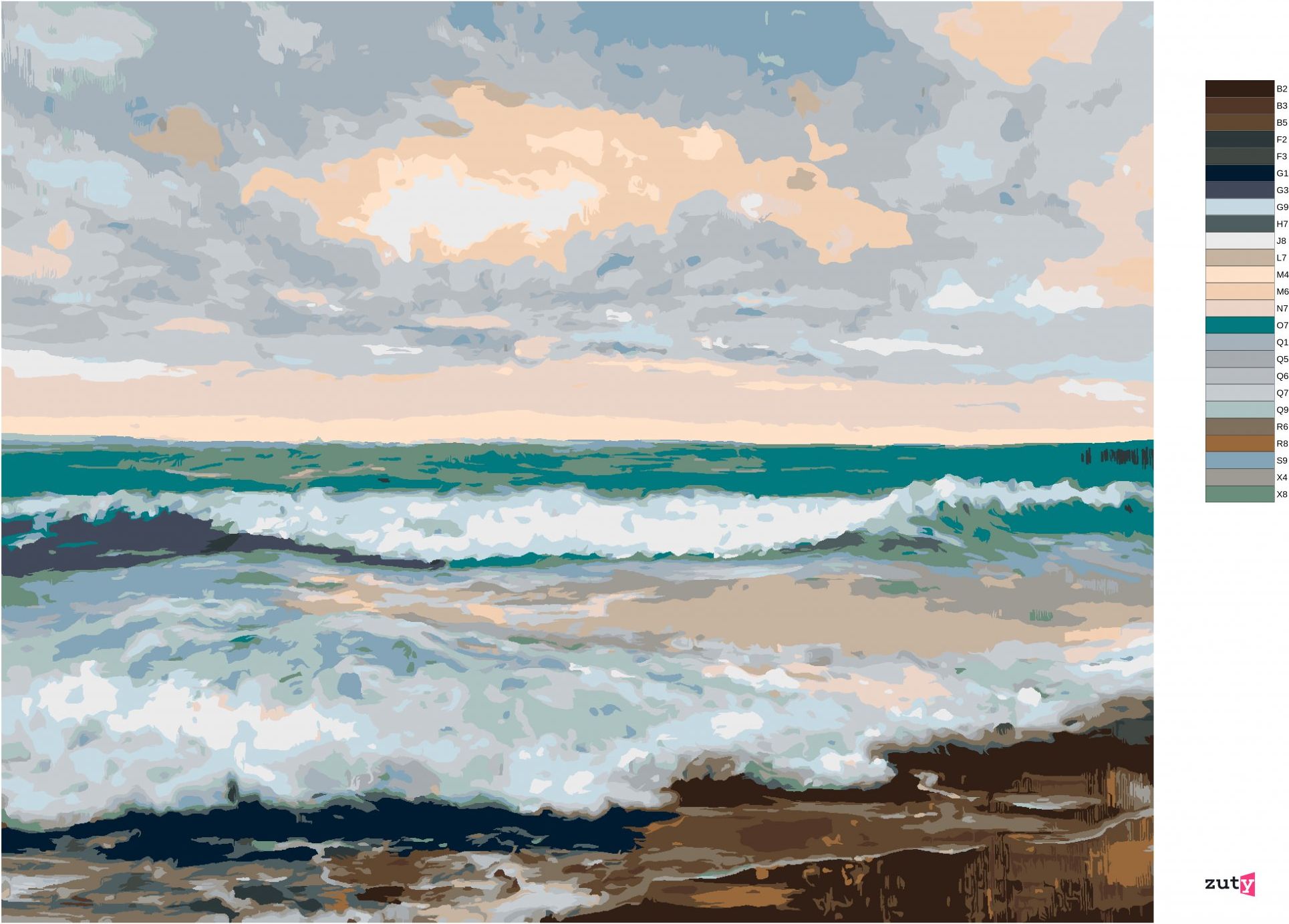zuty Malování podle čísel - PLÁŽ S VELKÝMI VLNAMI - Rozměr: 40x50 cm, Rámování: Varianta: vypnuté plátno na rám - obrázek 6