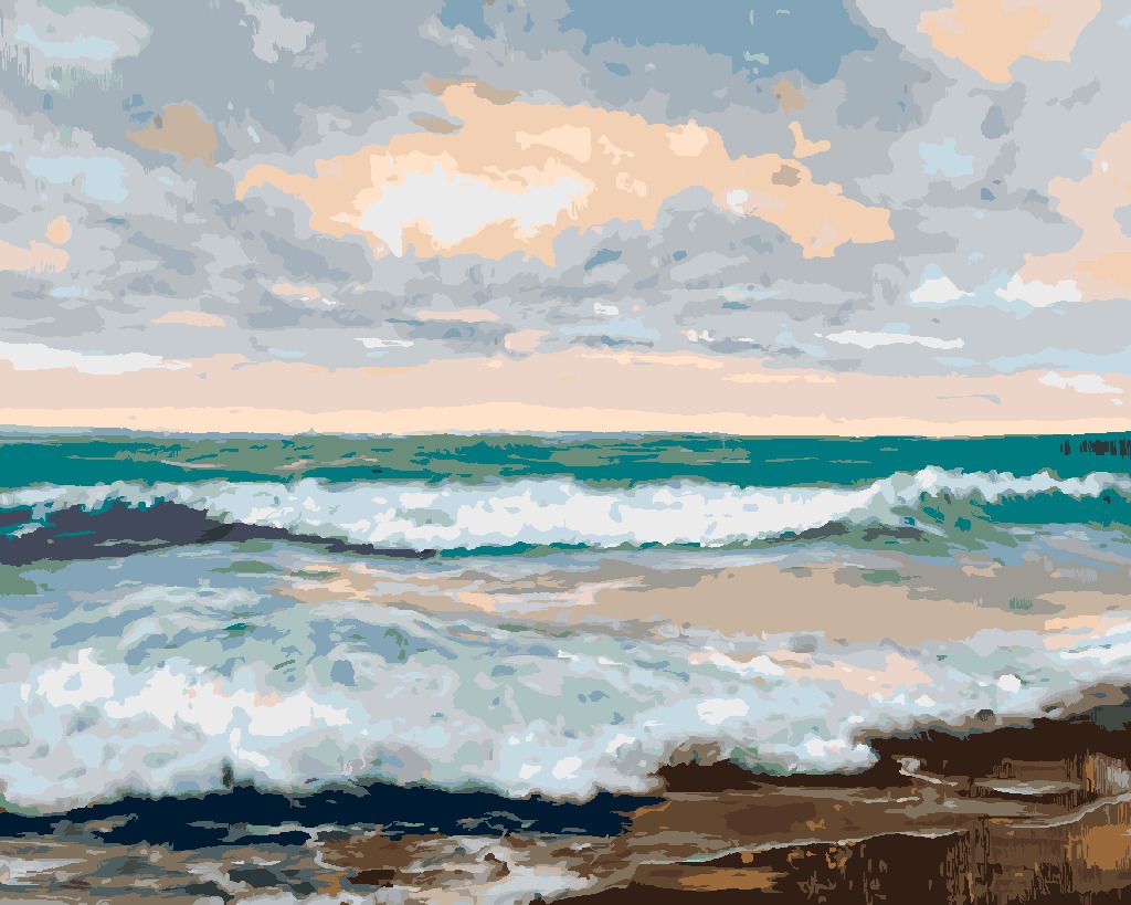 zuty Malování podle čísel - PLÁŽ S VELKÝMI VLNAMI - Rozměr: 40x50 cm, Rámování: Varianta: vypnuté plátno na rám - obrázek 7