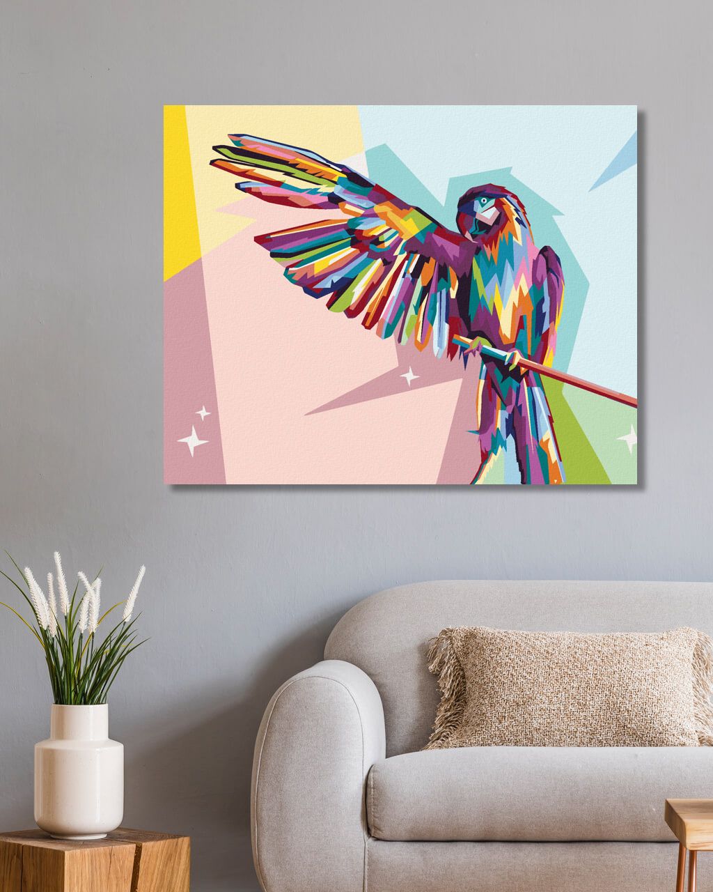 zuty Malování podle čísel - BAREVNÝ PAPOUŠEK NA VĚTVI - Rozměr: 40x50 cm, Rámování: Varianta: vypnuté plátno na rám - obrázek 3