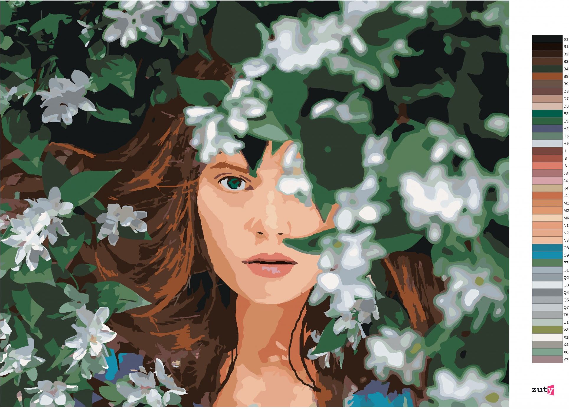 zuty Malování podle čísel - ZRZAVÁ ŽENA A BÍLÉ KVĚTINY - Rozměr: 40x50 cm, Rámování: Varianta: vypnuté plátno na rám - obrázek 6
