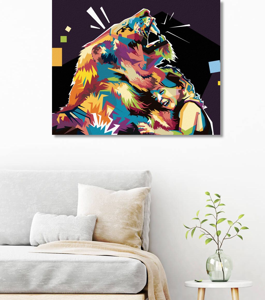 zuty Malování podle čísel - BAREVNÝ LEV A DÍVKA - Rozměr: 40x50 cm, Rámování: Varianta: bez rámu a bez vypnutí plátna - obrázek 9