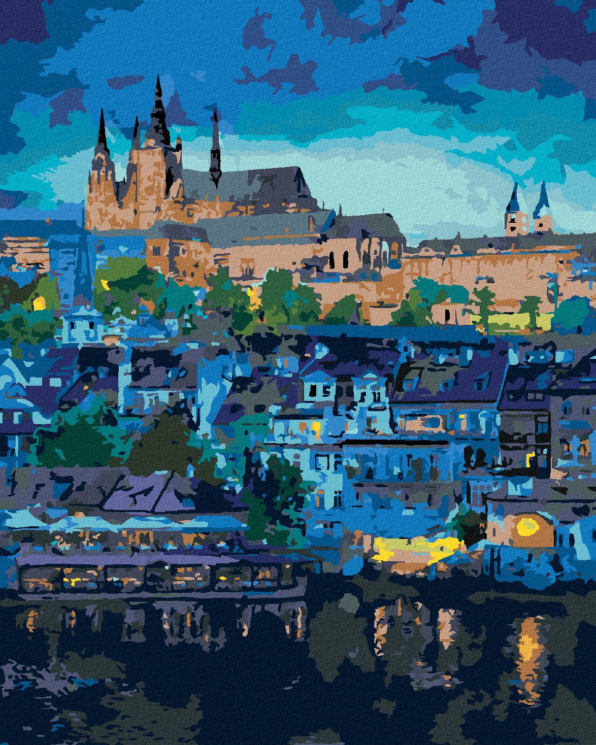 zuty Malování podle čísel - TEMNÁ PRAHA - Rozměr: 40x50 cm, Rámování: Varianta: vypnuté plátno na rám - obrázek 1