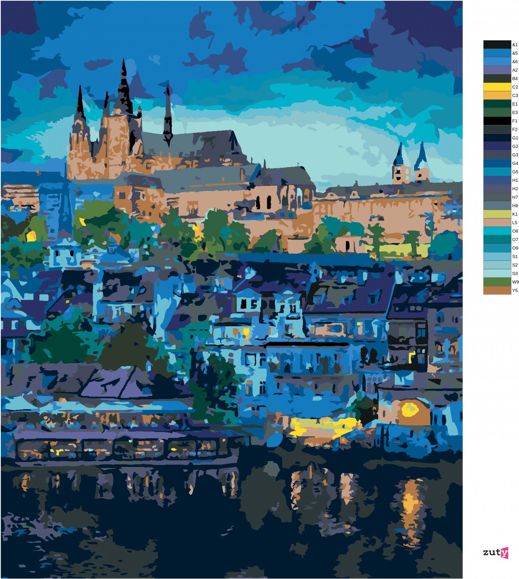 zuty Malování podle čísel - TEMNÁ PRAHA - Rozměr: 40x50 cm, Rámování: Varianta: vypnuté plátno na rám - obrázek 3