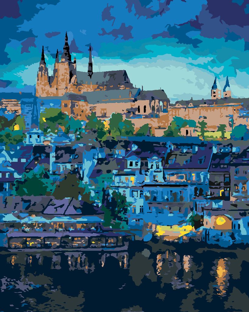 zuty Malování podle čísel - TEMNÁ PRAHA - Rozměr: 40x50 cm, Rámování: Varianta: vypnuté plátno na rám - obrázek 6