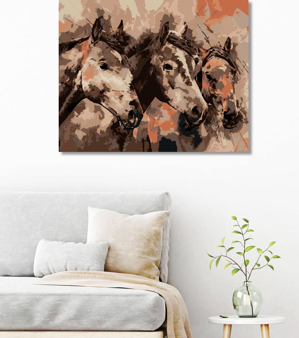 zuty Malování podle čísel - MALOVANÍ KONĚ V HNĚDÉ - Rozměr: 40x50 cm, Rámování: Varianta: vypnuté plátno na rám - obrázek 4