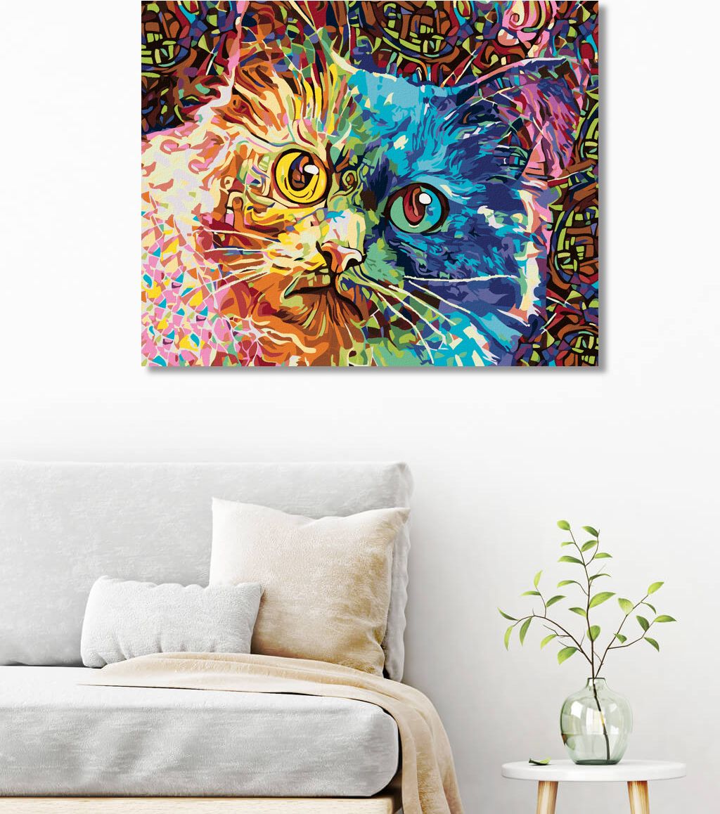 zuty Malování podle čísel - BAREVNÁ MALOVANÁ KOČKA - Rozměr: 40x50 cm, Rámování: Varianta: bez rámu a bez vypnutí plátna - obrázek 8