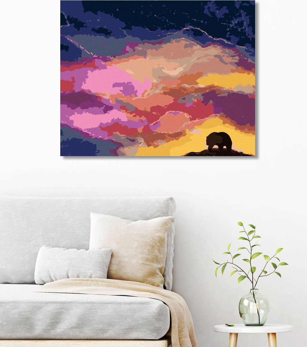 zuty Malování podle čísel - MEDVĚD A BAREVNÉ MRAKY - Rozměr: 40x50 cm, Rámování: Varianta: vypnuté plátno na rám - obrázek 9