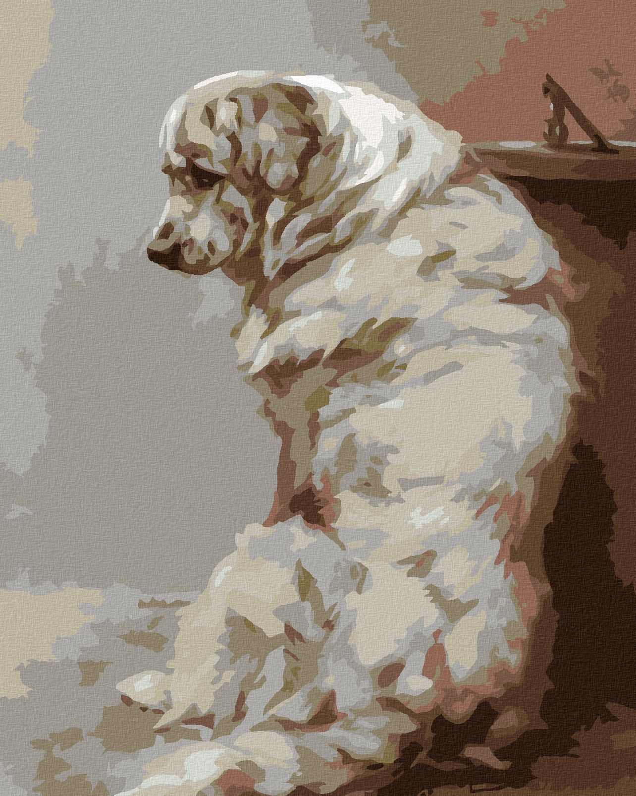 zuty Malování podle čísel - VELKÝ BÍLÝ PES - Rozměr: 40x50 cm, Rámování: Varianta: bez rámu a bez vypnutí plátna - obrázek 1