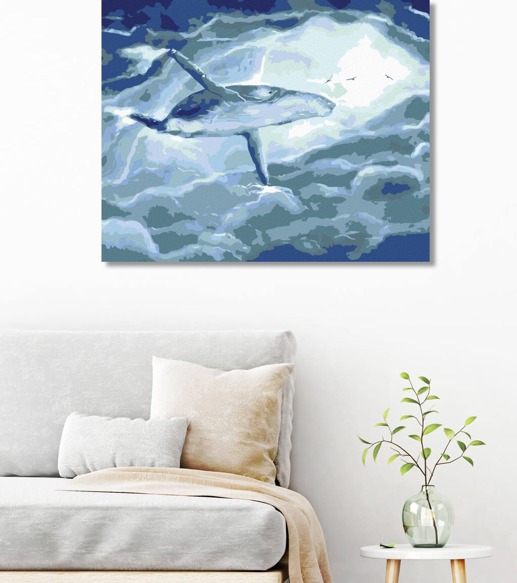 zuty Malování podle čísel - VELRYBA V OBLACÍCH - Rozměr: 40x50 cm, Rámování: Varianta: vypnuté plátno na rám - obrázek 5
