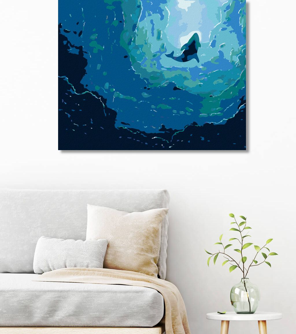 zuty Malování podle čísel - VELRYBA A MODRÝ OCEÁN - Rozměr: 40x50 cm, Rámování: Varianta: bez rámu a bez vypnutí plátna - obrázek 5