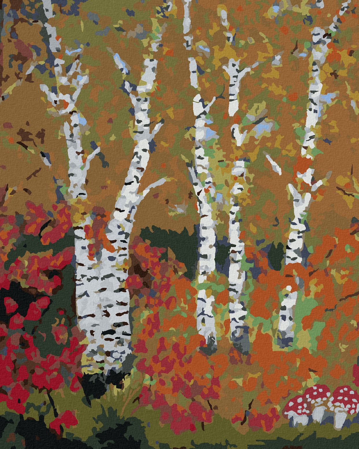 zuty Malování podle čísel - BŘÍZY NA PODZIM - Rozměr: 40x50 cm, Rámování: Varianta: vypnuté plátno na rám - obrázek 1