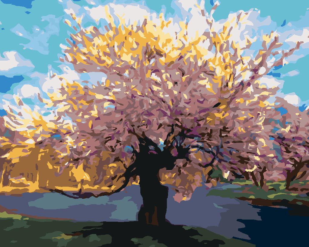 zuty Malování podle čísel - SAKURA U POTOKA - Rozměr: 40x50 cm, Rámování: Varianta: bez rámu a bez vypnutí plátna - obrázek 6