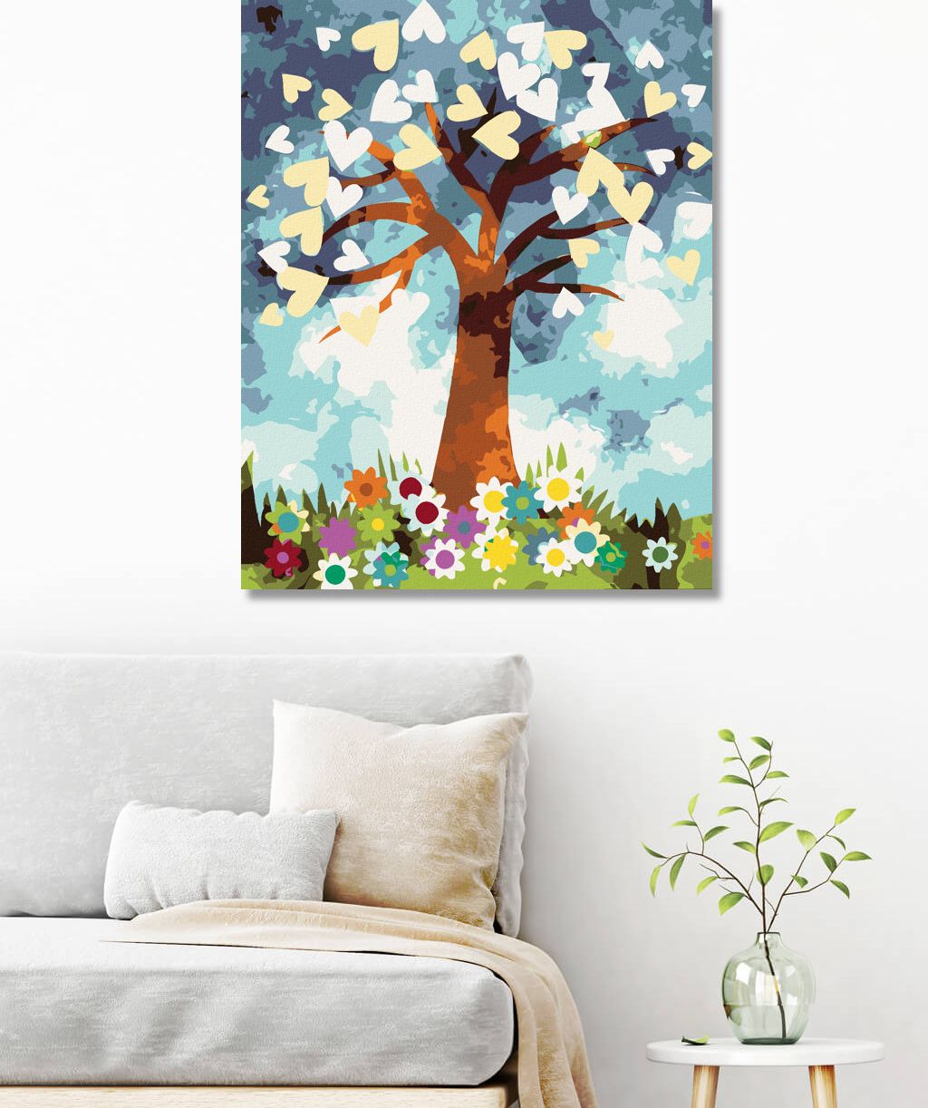 zuty Malování podle čísel - SRDCOVÝ STROM A KVĚTINY - Rozměr: 40x50 cm, Rámování: Varianta: vypnuté plátno na rám - obrázek 6