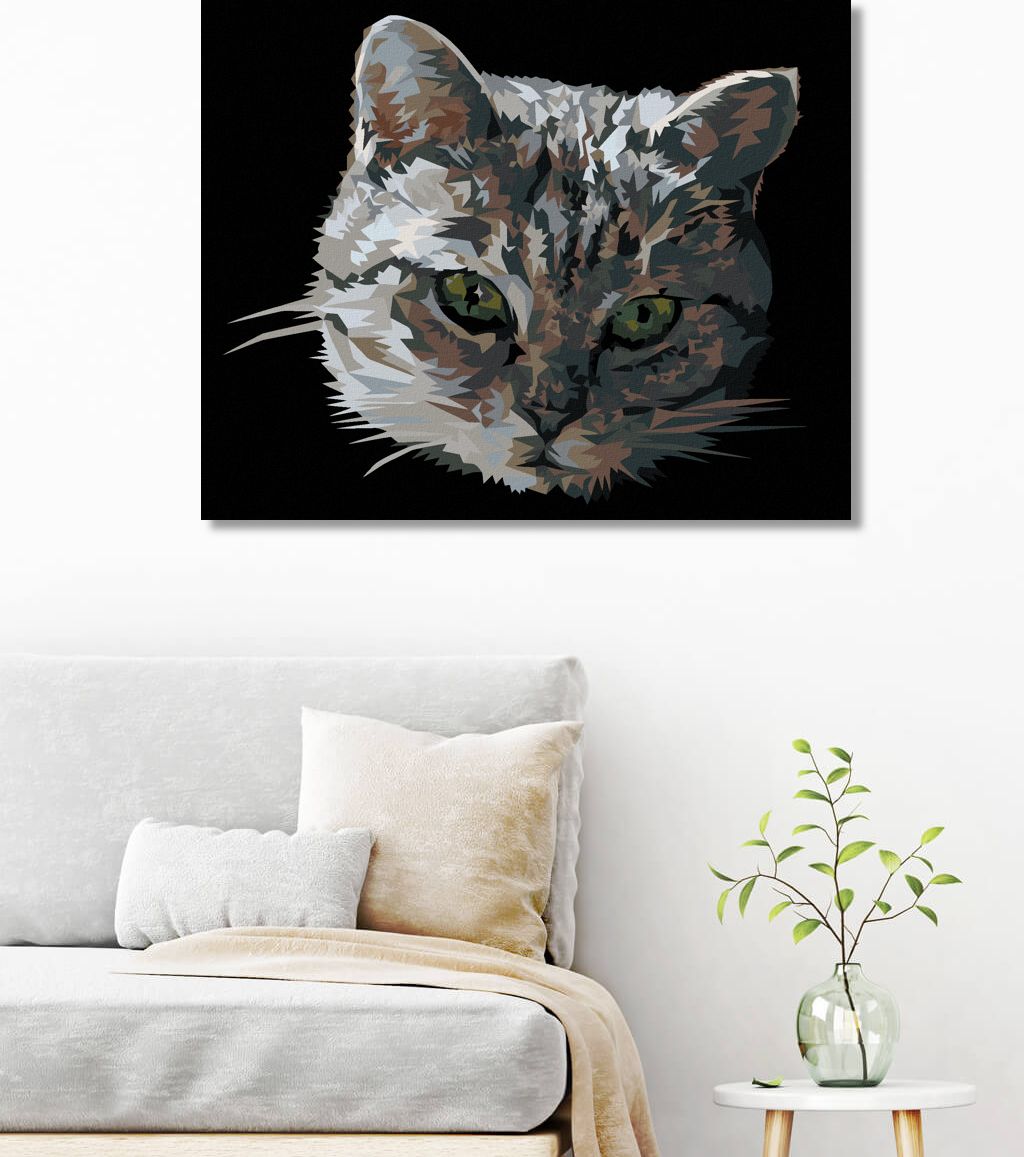 zuty Malování podle čísel - ŠEDÁ KOČKA PORTRÉT - Rozměr: 40x50 cm, Rámování: Varianta: vypnuté plátno na rám - obrázek 7