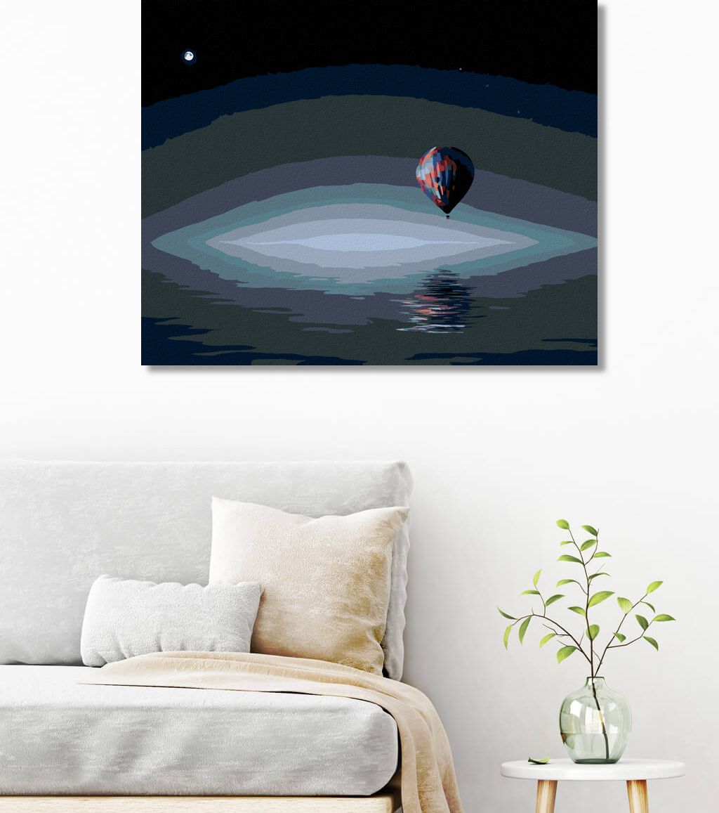 zuty Malování podle čísel - HORKOVZDUŠNÝ BALON NAD OCEÁNEM - Rozměr: 40x50 cm, Rámování: Varianta: bez rámu a bez vypnutí plátna - obrázek 7