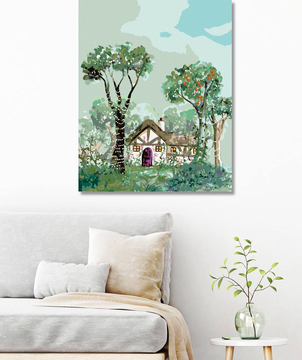 zuty Malování podle čísel - DŮM V POHÁDKOVÉ KRAJINĚ - Rozměr: 40x50 cm, Rámování: Varianta: vypnuté plátno na rám - obrázek 3