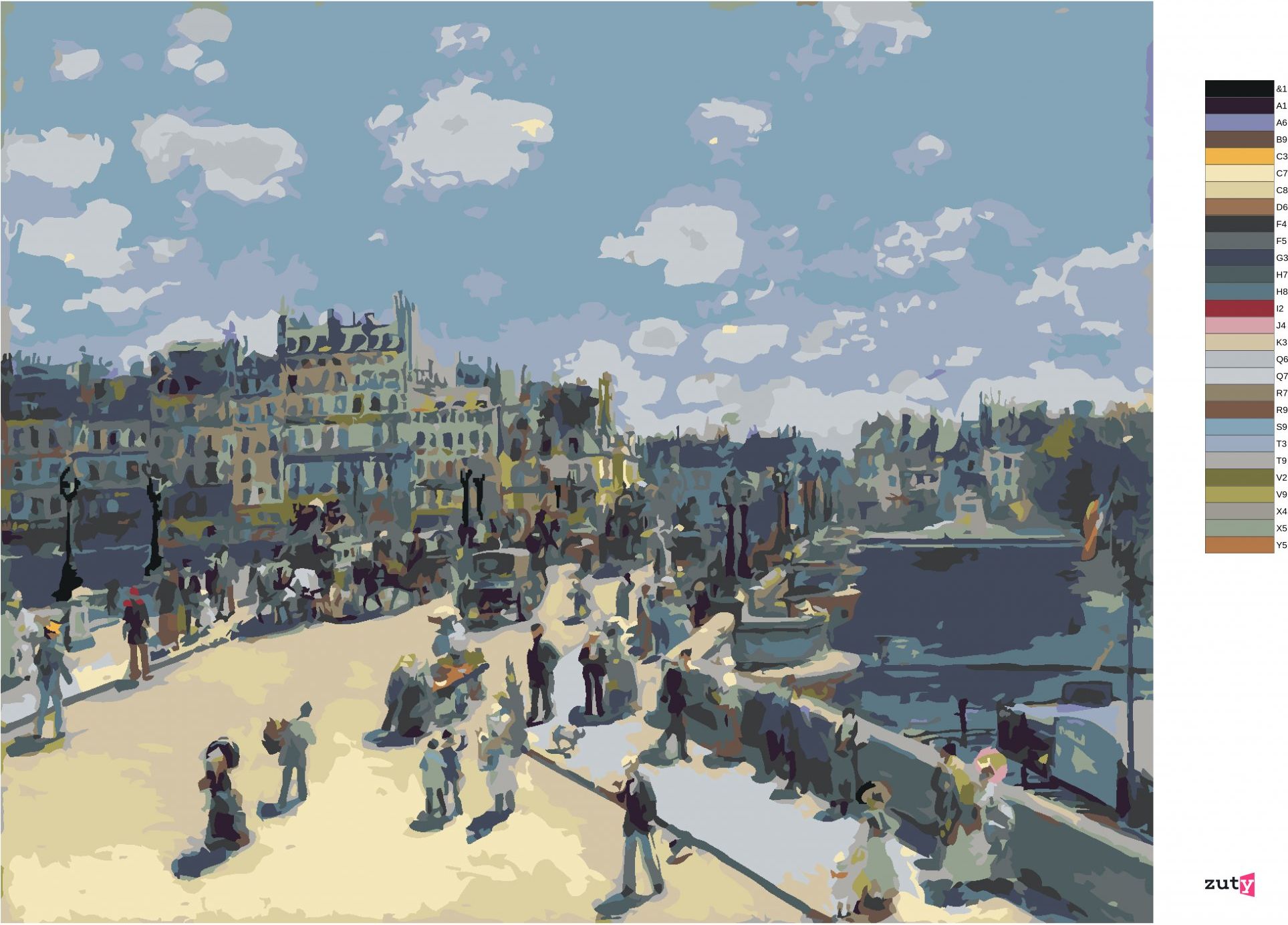 zuty Malování podle čísel - PONT-NEUF (PIERRE-AUGUSTE RENOIR) - Rozměr: 40x50 cm, Rámování: Varianta: vypnuté plátno na rám - obrázek 2